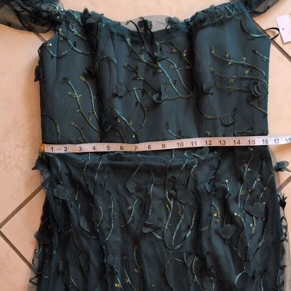 NWT Dessy Collection Birch 3D Sequin Embroidery Dress Evergreen Green Size 14 - Picture 11 of 15